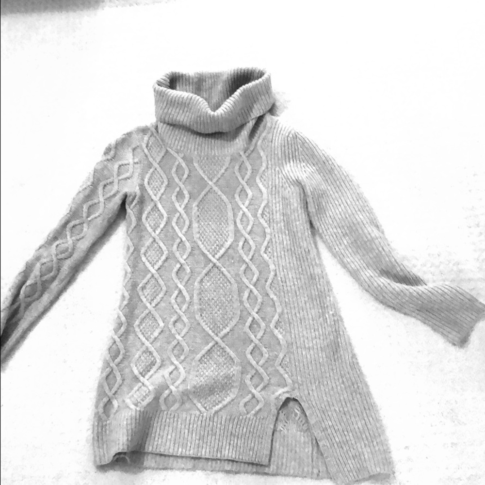 Gray maternity turtleneck sweater